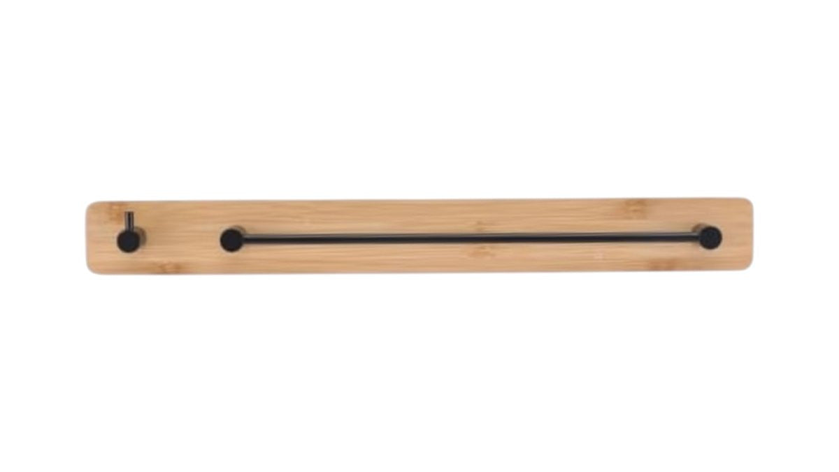 מתלה מגבת עם וו תליה בהדבקה עשוי במבוק